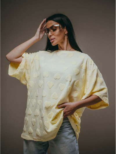 Ирбис футболка женская (махра сердца сливочное масло) (ЛТ) Ирбис футболка женская (махра сердца сливочное масло) (ЛТ)