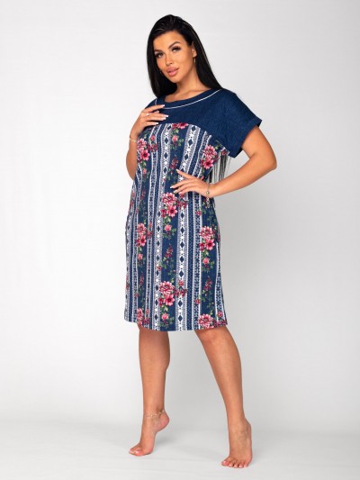 Туника женская кулирка ГЛОРИЯ ЦВЕТОК КРАСНЫЙ (ДТ)