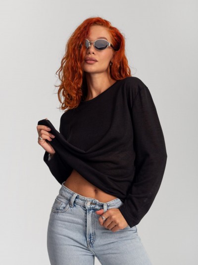 Лонгслив женский дэворэ МАЛИБУ ЧЕРНЫЙ С ДЕФЕКТОМ (ДТ) Лонгслив женский дэворэ МАЛИБУ ЧЕРНЫЙ С ДЕФЕКТОМ (ДТ)