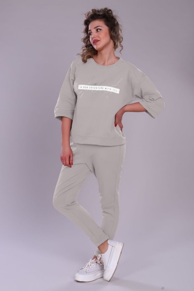 Костюм женский с брюками и кофтой 303 - песочный (НТ)
