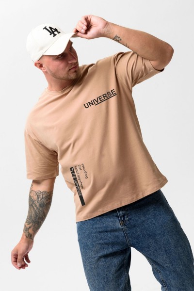 8570 футболка оверсайз мужская - кофе+вселенная (НТ)