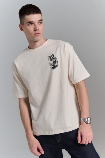 8568 футболка мужская - молочный+хищник (НТ)