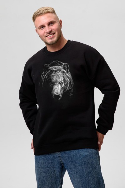 8559 свитшот мужской - черный+медведь (НТ)