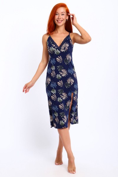 Ночная сорочка ГАБРИЭЛЬ -2 - листья темно-синий (НТ) Ночная сорочка ГАБРИЭЛЬ -2 - листья темно-синий (НТ)