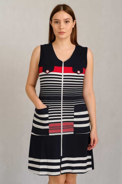 Халат женский без рукавов на молнии 303 - темно-синий (НТ) Халат женский без рукавов на молнии 303 - темно-синий (НТ)