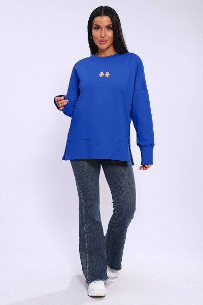 Худи женское с разрезами по бокам 003 - голубой (НТ)