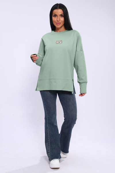 Худи женское с разрезами по бокам 003 - зеленый (НТ)
