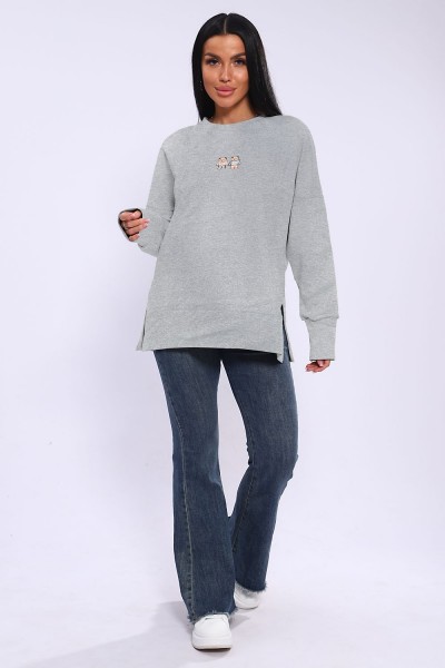 Худи женское с разрезами по бокам 003 - светло-серый (НТ)