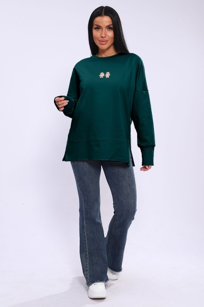 Худи женское с разрезами по бокам 003 - изумрудный (НТ)