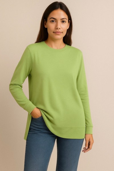 Женская худи с разрезами по бокам 007 - салатовый (НТ)