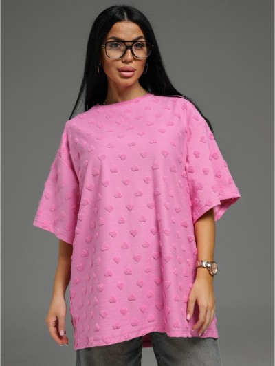 Ирбис футболка женская (махра розовый сердечки) (ЛТ) Ирбис футболка женская (махра розовый сердечки) (ЛТ)