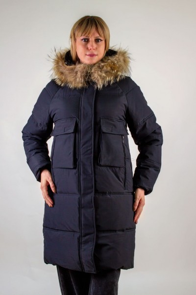 Зимняя парка с натуральным мехом, арт.1081 - черный (НТ)