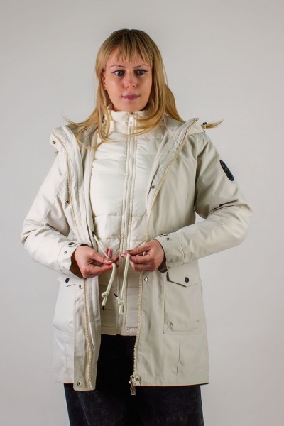 Демисезонная парка 2в1, арт. 1086 - светло-бежевый (НТ)