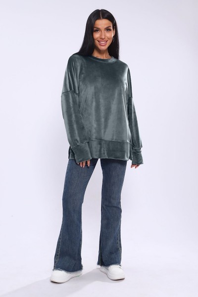 Худи женское с разрезами по бокам 003 - серый (НТ) Худи женское с разрезами по бокам 003 - серый (НТ)