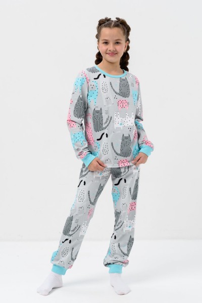 Пижама Счастье начес футер детская - светло-серый (НТ)