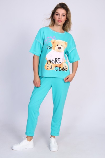 ТК 360 мишки Пижама - изумрудный (НТ)