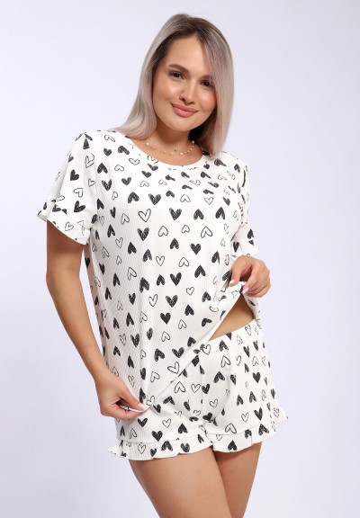 940 Пижама LOVE - сердца черные (НТ)