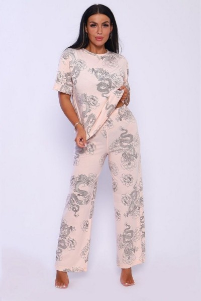 933 Пижама Драконы - розовый (НТ)