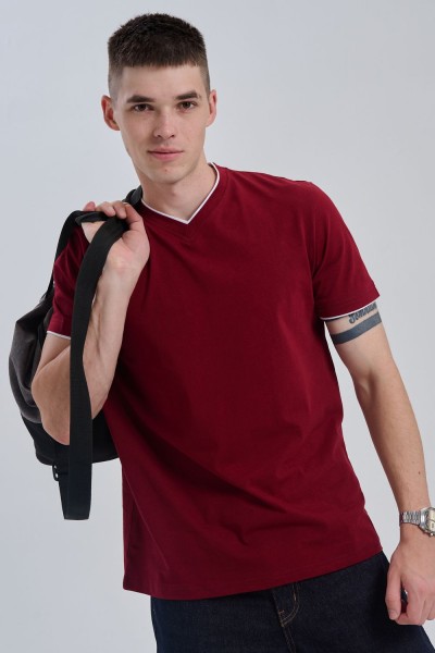 Футболка мужская 14490 - бордо (НТ)