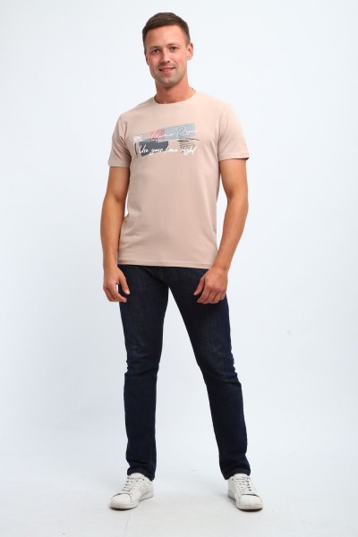 Футболка мужская 058 - бежевый (НТ)