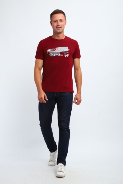 Футболка мужская 058 - бордовый (НТ)