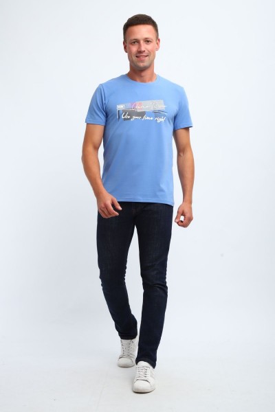 Футболка мужская 058 - голубой (НТ)