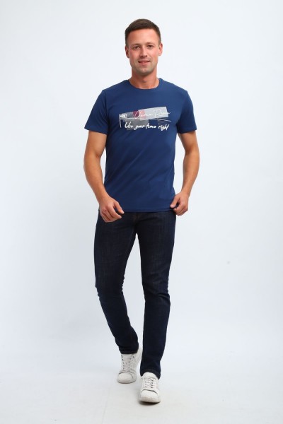 Футболка мужская 058 - индиго (НТ)