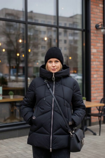 Зимняя куртка с капюшоном арт.2866 - черный (НТ)