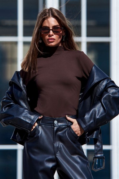 Водолазка полупрозрачная женская - темно-коричневый (НТ)