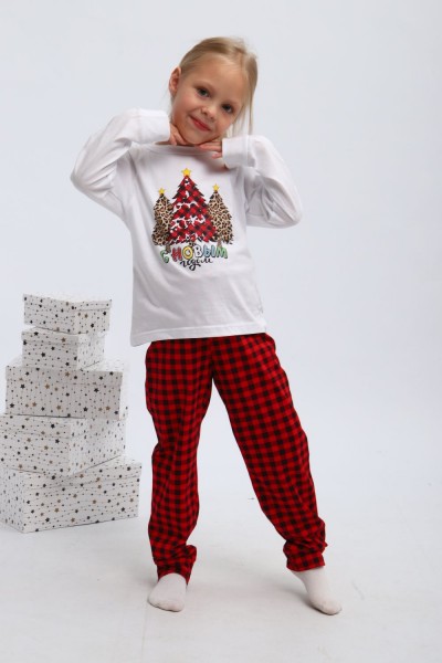 Пижама детская П324 Нарядные Ёлочки - красный,белый (НТ)