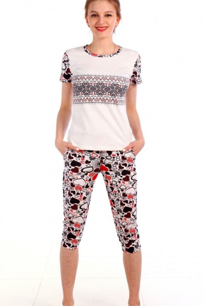 Женская пижама с бриджами и футболкой 3 - белый (НТ)