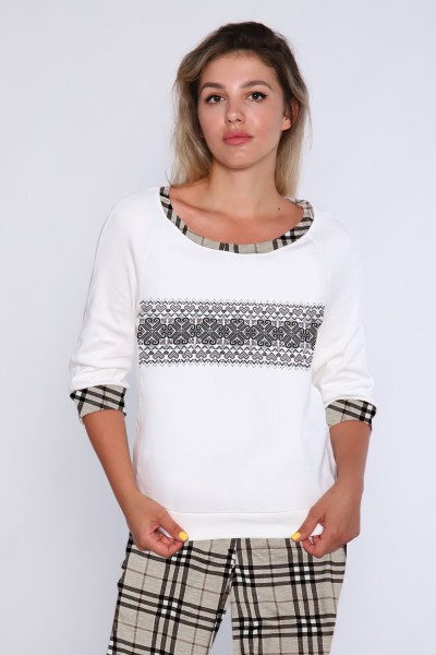 Женский домашний костюм с брюками 66 - бежевый (НТ)