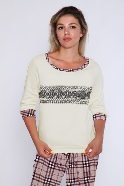 Женский домашний костюм с брюками 66 - розовый (НТ)