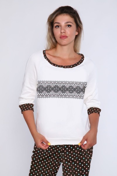 Женский домашний костюм с брюками 66 - светло-коричневый (НТ)