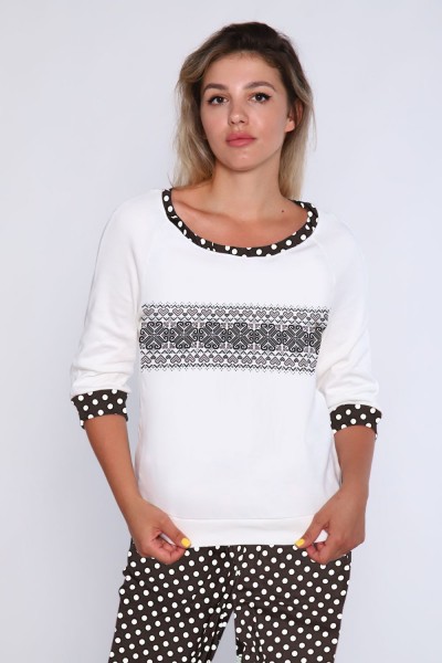 Женский домашний костюм с брюками 66 - темно-коричневый (НТ)