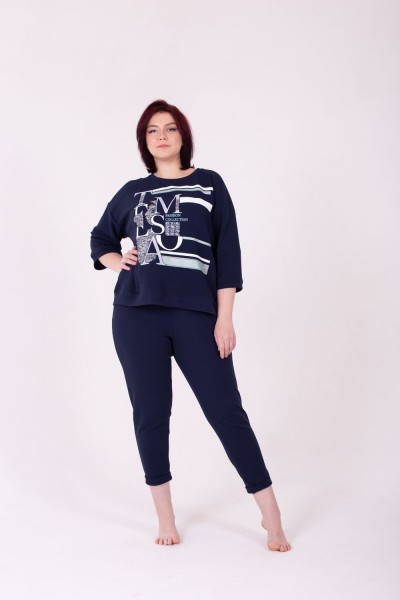 Костюм женский с брюками и кофтой 319 - синий (НТ)