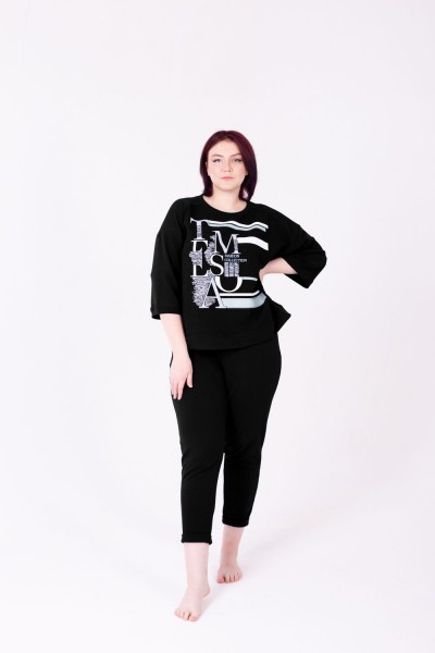 Костюм женский с брюками и кофтой 319 - черный (НТ)