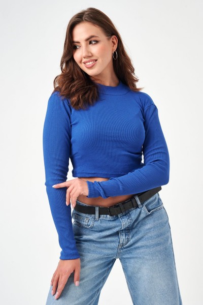 52719 водолазка женская укороченная - голубой (НТ)