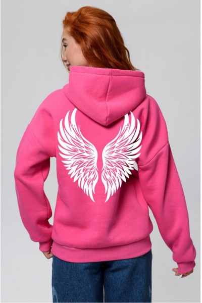8578 толстовка женская оверсайз - розовый +ангел (НТ)