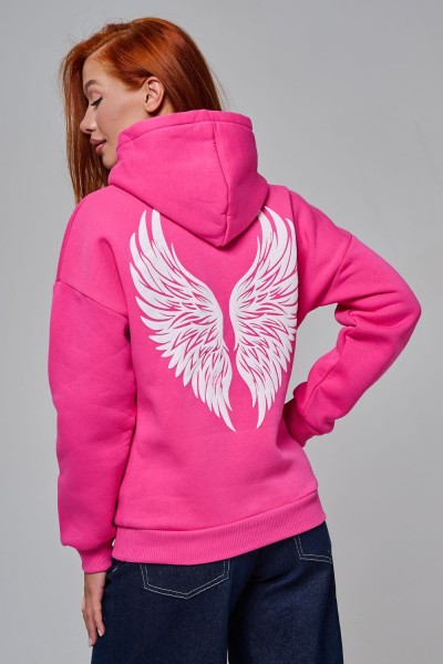 8578 толстовка женская оверсайз - розовый +ангел (НТ)
