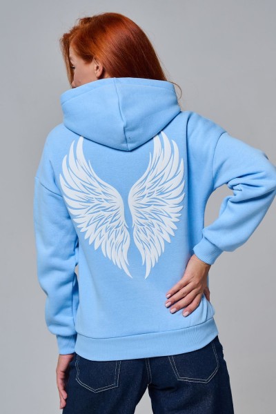 8578 толстовка женская оверсайз - голубой+ангел (НТ)