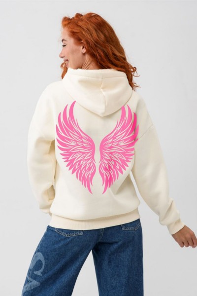 8578 толстовка женская оверсайз - молочный+ангел (НТ)