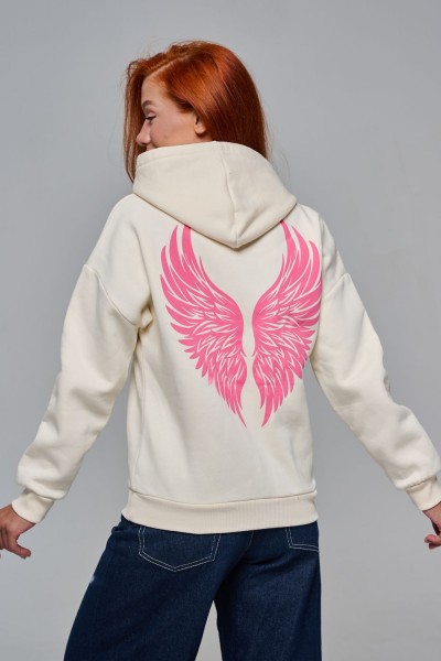 8578 толстовка женская оверсайз - молочный+ангел (НТ)