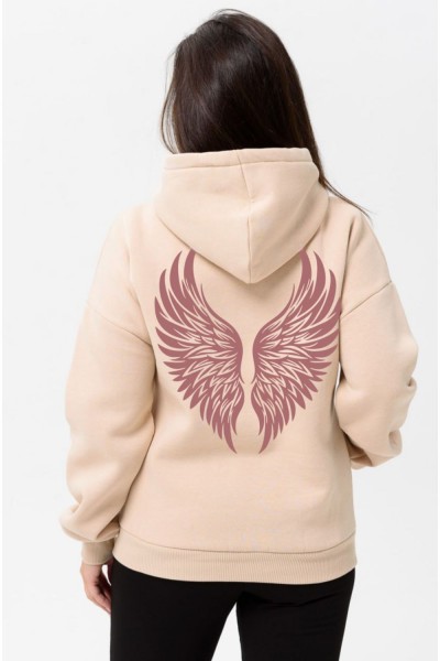 8578 толстовка женская оверсайз - бежевый+ангел (НТ)