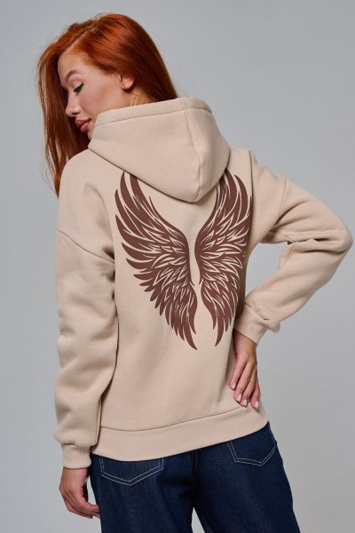 8578 толстовка женская оверсайз - бежевый+ангел (НТ)