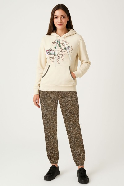 Женский домашний костюм брюками и кофтой 226 - бежевый (НТ)
