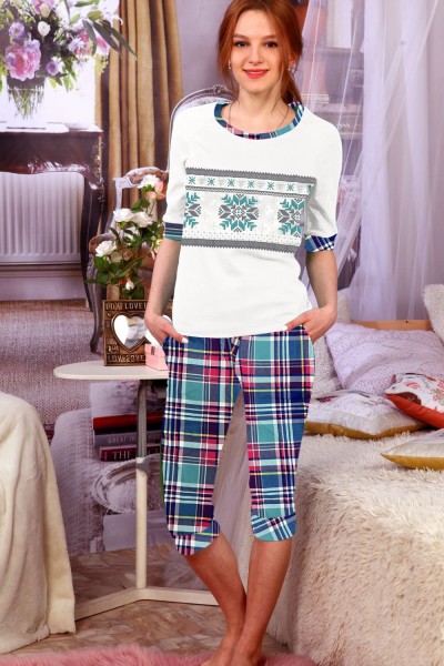 Женский домашний костюм с бриджами и кофтой 37 - разноцвет (НТ) Женский домашний костюм с бриджами и кофтой 37 - разноцвет (НТ)