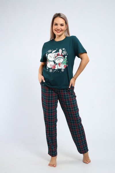 664 Пижама Зайки - зеленый (НТ)