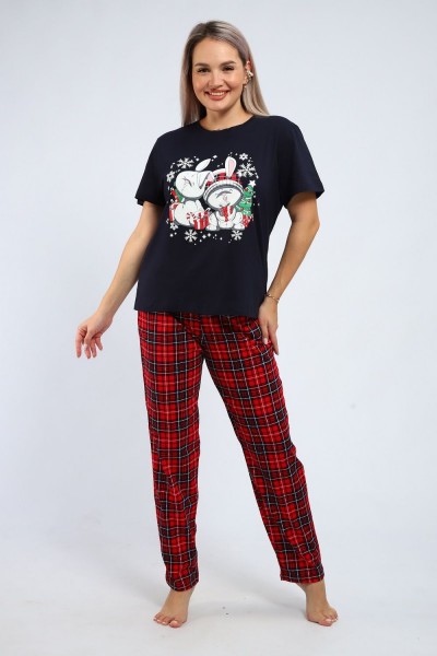 664 Пижама Зайки - красный (НТ)