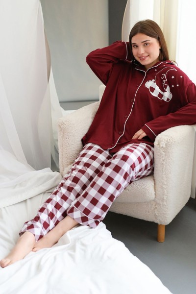 Пижама больших размеров Облако - бордовый (НТ)
